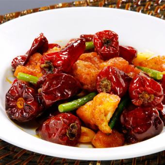 Stir-fried chicken with Sichuan pepper