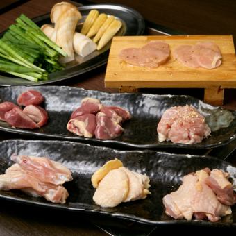 『極鶏名物の肝ネギまみれが堪能できるコース』飲み放題付き！全８品５５００円(税込)　