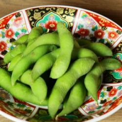 Boiled edamame in salt