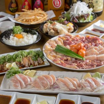 【各種宴会に♪】120分飲み放題付◆全6品◆なかの食鶏名物鶏焼コース◆4000円