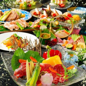 【2時間飲み放題付】旬の味覚11品9000円⇒6000円(税込)黒毛和牛/握り寿司/豪華造り★大小個室有