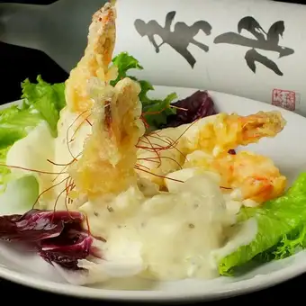 Plump shrimp in mayonnaise sauce