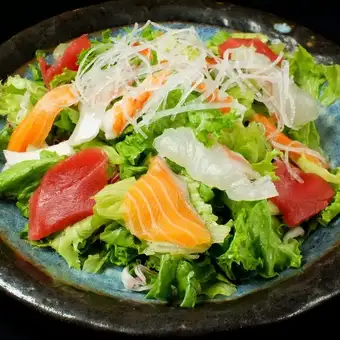 Assorted sashimi and seafood salad
