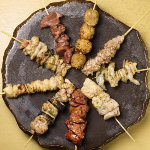 大山鶏の串焼き9種盛り合わせ