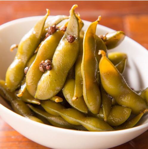 Edamame pickled in Japanese pepper soy sauce