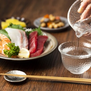 3～4月『土、日、祝、月限定』春の味覚◆お刺身と鰆等『飲み放題+日本酒100種』時間無制限プラン