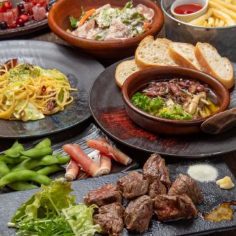 Spring Limited Offer - 7 dishes including firefly squid ajillo, spring cabbage pasta, and strawberry warabi mochi, plus 120 items of all-you-can-drink for ¥4480 ⇒ ¥3480