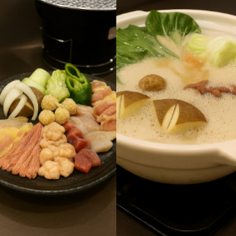 地鶏お造り盛り・網焼・濃厚白湯スープ鍋など含む全6品【地鶏の極みフルコース】6900円（税込）