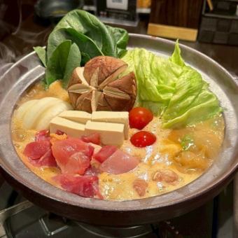 料理全5品【濃厚エビ白湯鍋コース】6000円（税込）