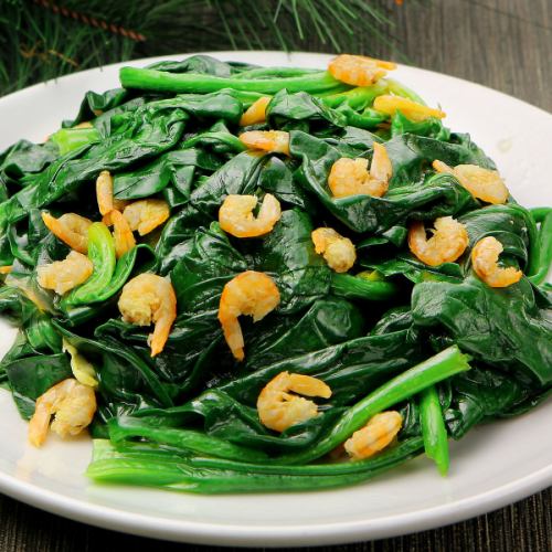 Stir-fried dried shrimp and spinach