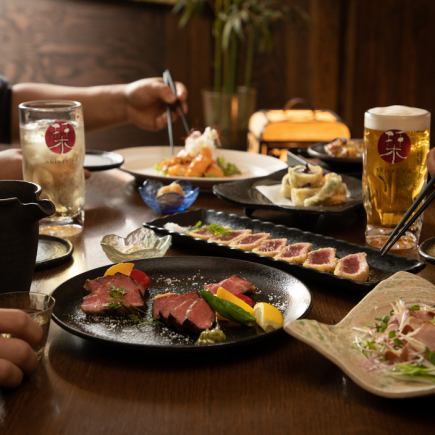 『120分飲み放題付 極コース』黒毛和牛ローストビーフが食べられる★レアカツ、造里など全10品