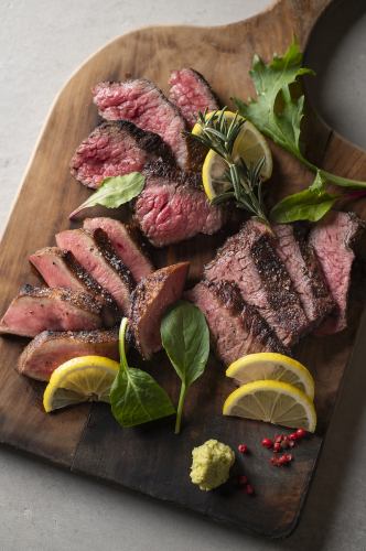 Charcoal-grilled steak