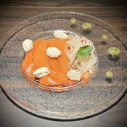 Salmon and cream cheese carpaccio