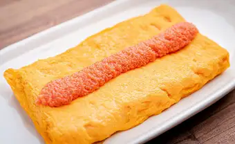 だし巻き卵の明太クリーム添え