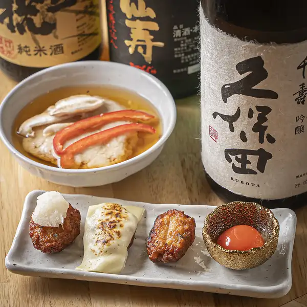 名物！自家製つくね3種味比べ＆とろ～り蓮根饅頭