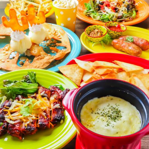 [Welcome/farewell party fondue course 4,000 yen] 8 dishes including spicy chicken and chorizo x hands-on! Self-serve all-you-can-drink