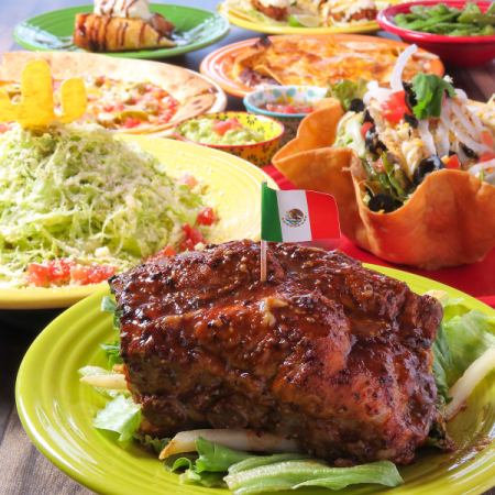 【スペアリブ＆デザート付】本場の味を最大限味わう！全8品メキシコまんきつコース6500円(税込)