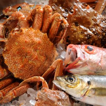 [Kanazawa seasonal crab and fresh fish caught that morning] A luxurious six-course meal that lets you enjoy the flavors of winter! 120-minute all-you-can-drink course