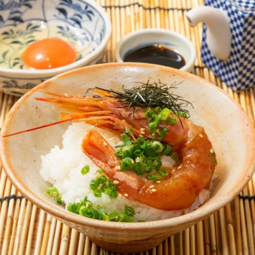 海老の醤油漬けと蘭王の卵かけご飯