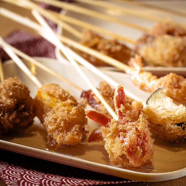 [All-you-can-eat skewers of more than 30 kinds] The fun of frying.Selfish to choose.