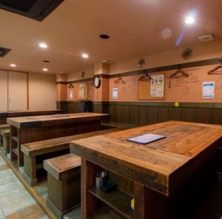 Three large tables that can seat up to eight people!