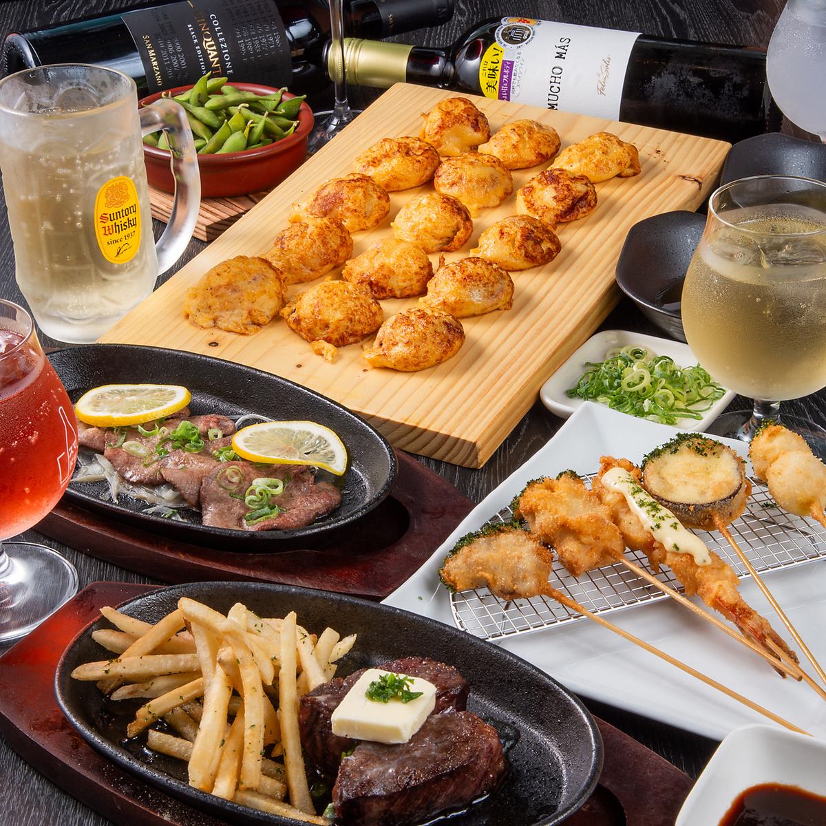 【8名～貸切◎】だし自慢明石焼きと新鮮な魚や肉を堪能。〆は土鍋ごはんのおにぎりで!