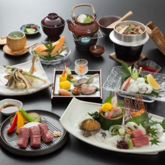 [Kaiseki meal ~ Tsurukame course] Comes with high-quality domestic beef steak and crab...Selected for anniversaries.