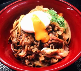 Beef sukiyaki with soft-boiled egg