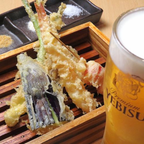 天ぷらとビールは最高！