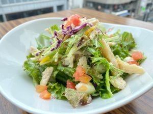 Caesar salad with steamed chicken and mozzarella