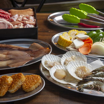 3時間飲み放題付★海鮮BBQコースエビやイカ、ホタテなど新鮮な海鮮を堪能する超贅沢な6300円!