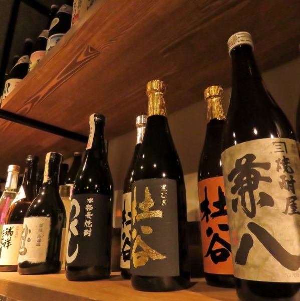 80種以上の豊富な焼酎、日本酒