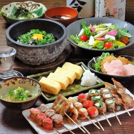 From April 1st [Banquet Menu] Nine dishes including the popular sesame amberjack, our specialty pork belly skewers, and vegetable roll skewers for 3,850 yen