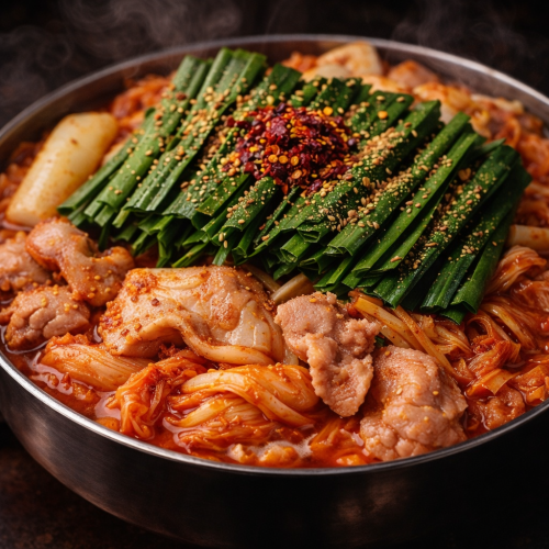 韓国風味のコモチ豚キムチ鍋（1人前）