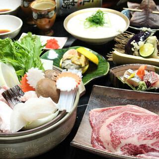 From January onwards [2 hours all-you-can-drink included] Luxurious steak and wild grouper "Japanese black beef and grouper hotpot course" 8 dishes total 11,650 yen (tax included)