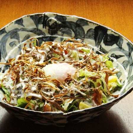 Caesar salad with soft-boiled egg