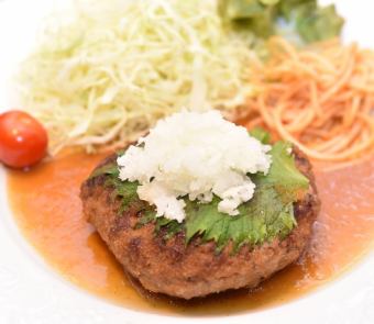 100% beef hamburger steak with special Japanese-style grated sauce