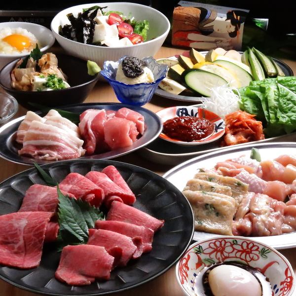 A total of 7 dishes where you can fully enjoy beef, koji chicken, and koji pork [Greedy course]