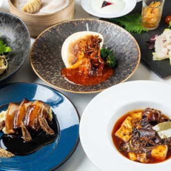 红白高级套餐：特制带壳虾辣椒、红烧糖醋肉、麻婆豆腐等8道菜 8,000日元 → 6,500日元