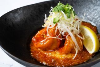 Soft shell shrimp stewed in chili sauce