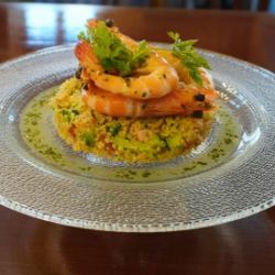 Angel shrimp and ham tabbouleh