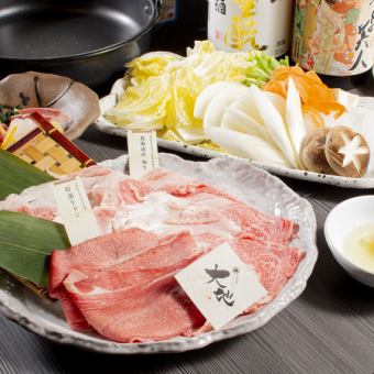 【僅限預約】北海道黑毛和牛壽喜燒套餐（附壽司）*附無限暢飲