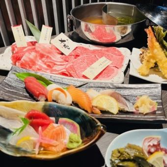 [Latest banquet] Lamb, pork and wagyu beef banquet course *Includes all-you-can-drink Sashimi and sushi are also included♪