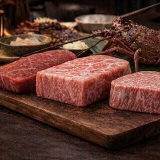 【超贅沢】伊勢海老付き 神戸牛3種食べ比べ満腹コース32780円(税込)