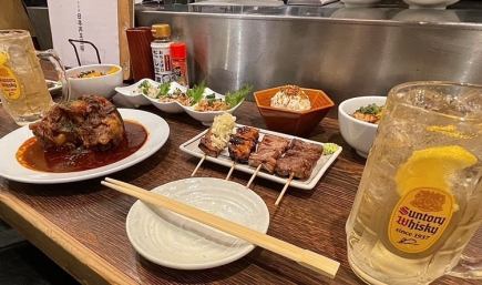 [Private reservation possible ◎ Luxury banquet course] Sirloin skewers and other specialties are included♪ 2-hour all-you-can-drink course including beer for 4,980 yen including tax