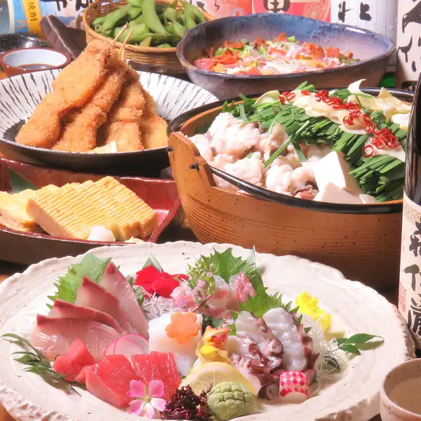 【国産モツ鍋の食べ飲み放題!】飲み放題付き4480円!鮮魚のカルパッチョやゴマサバなどお得なセットも