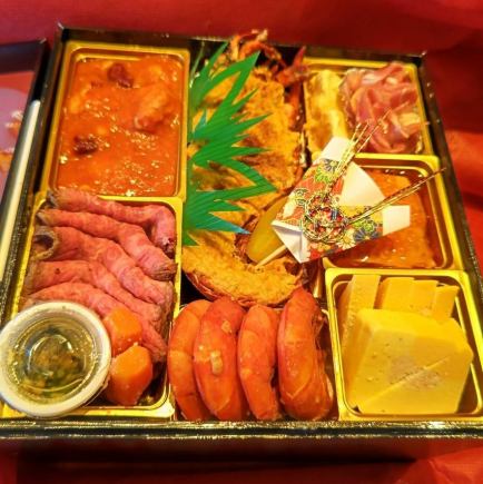 【한정 30식】영춘 서양식 오세치 요리 2단 중 7치수 4~5명 25000엔(부가세 포함)