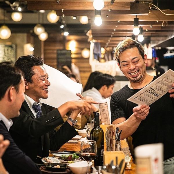 ■Right next to Nishitetsu Tenjin Station■Beefman is conveniently located just 30 seconds on foot from Nishidori Street! It is a lively and stylish wine bar☆It has been loved for 6 years and is full of energy every day!!We also offer weekday specials, so please use it for various occasions♪