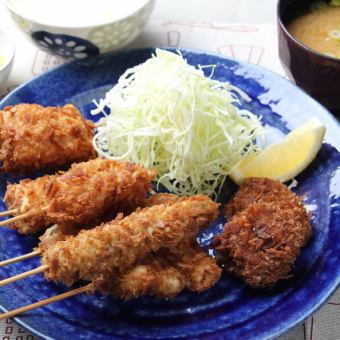 串かつと黒毛和牛チーズミンチカツの定食