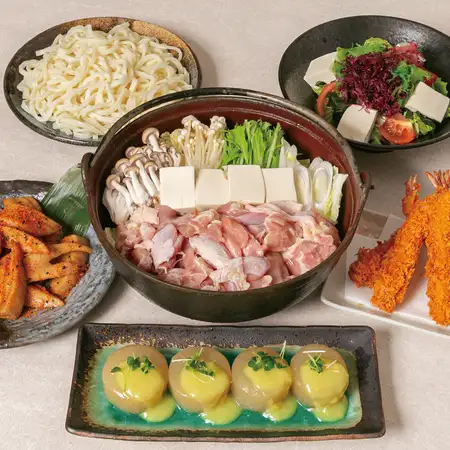 11/16~ [Easy] Chicken Hot Pot with Grilled Flying Fish Broth 3990 yen (tax included) Banquet Course *2 hours (last order 90 minutes) all-you-can-drink included